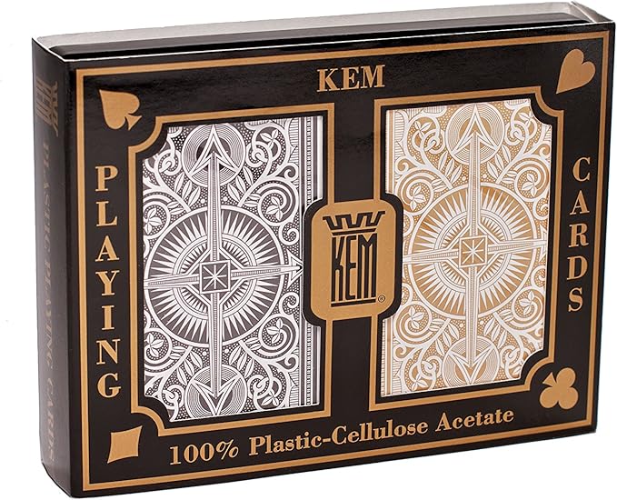 KEM Arrow Black and Gold – Bridge Size Jumbo Index (2-Deck Set)