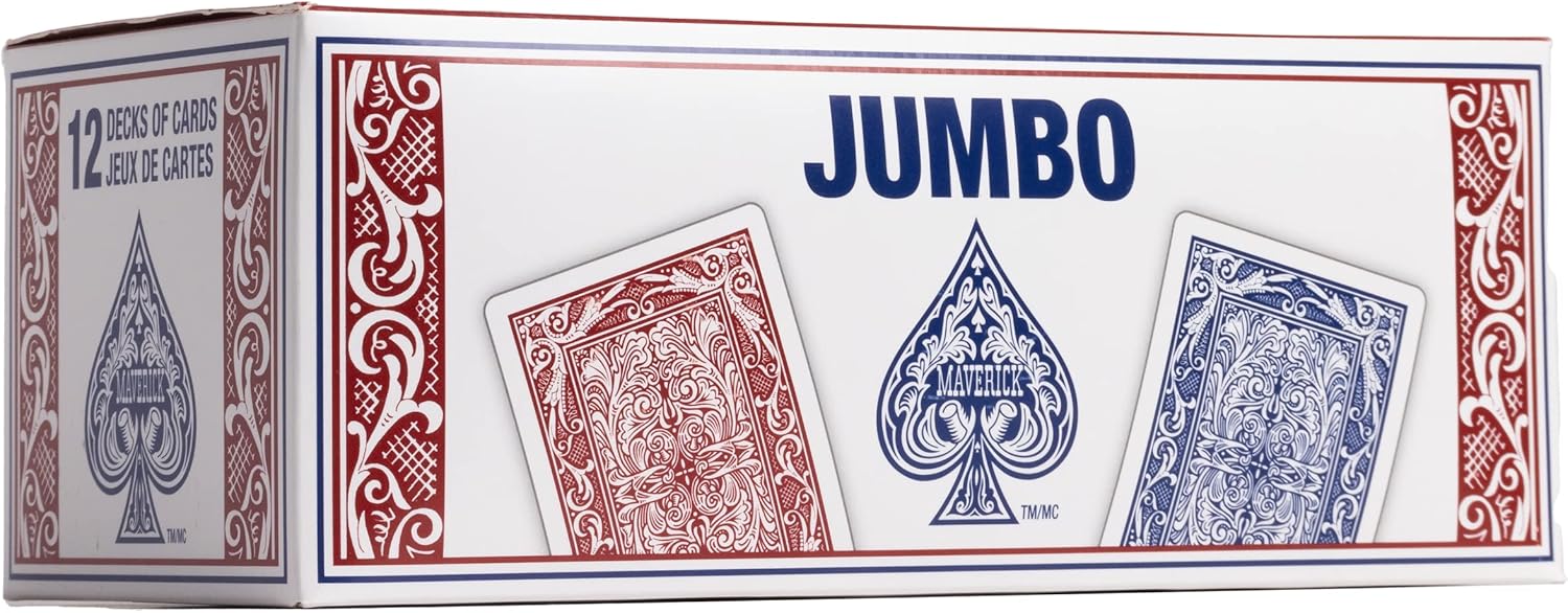 Maverick playing cards brick jumbo index 12 deck set red and blue bulk pack