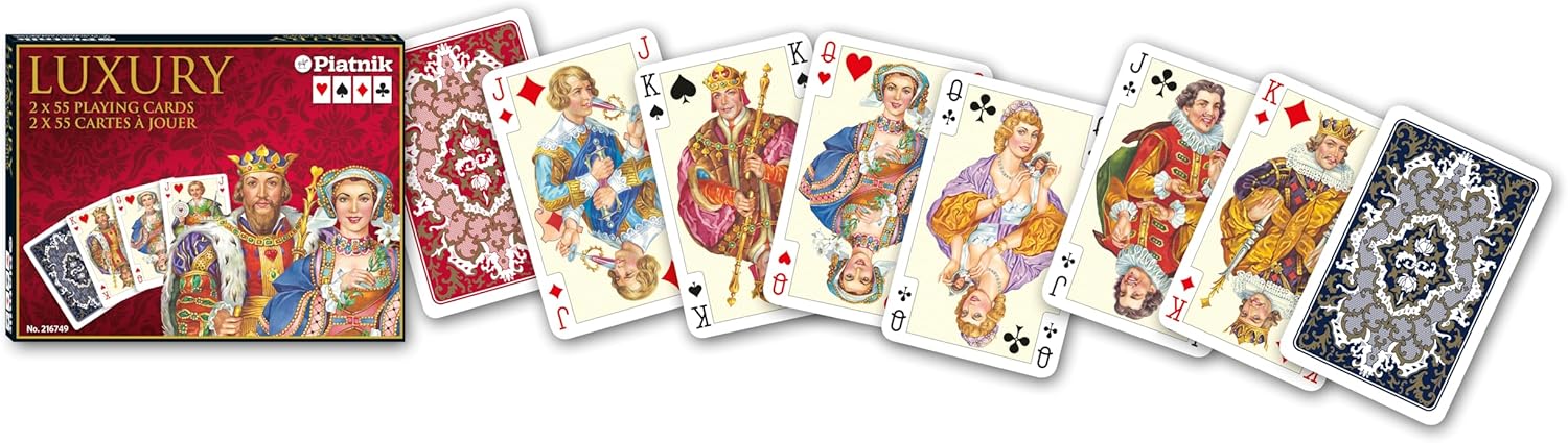 Paitnik Luxury playing cards with a decorative box and card designs.