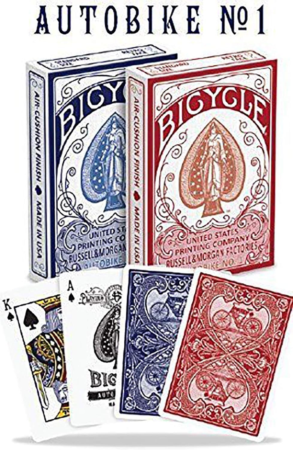 Bicycle AutoBike No. 1 Metallic Foil Playing Cards – Red & Blue Heritage Editions