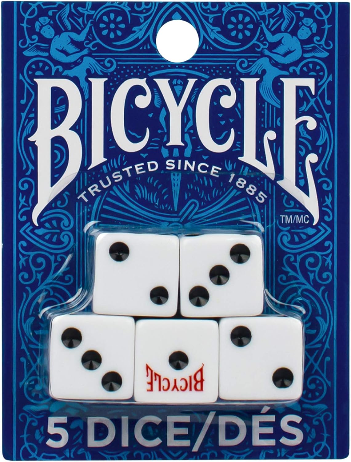 Bicycle 5 Count Dice Pack - Classic White Dice with Black Pips