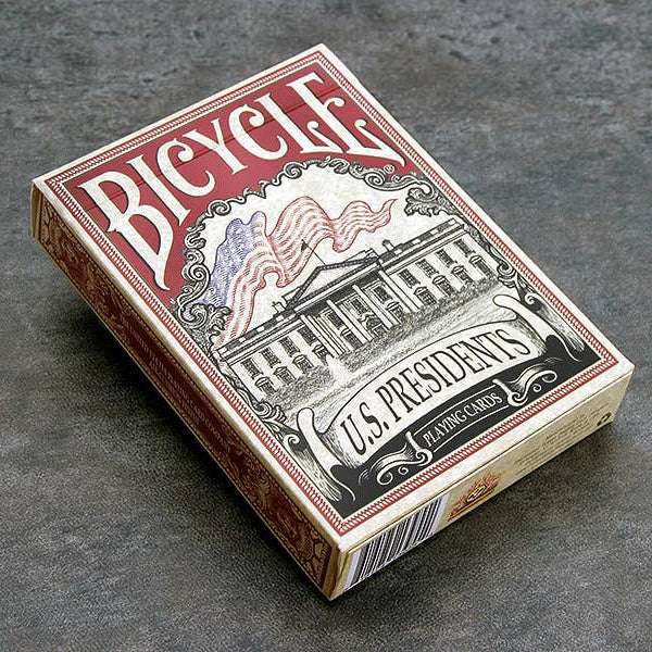 Bicycle U.S. Presidents playing cards on a gray surface
