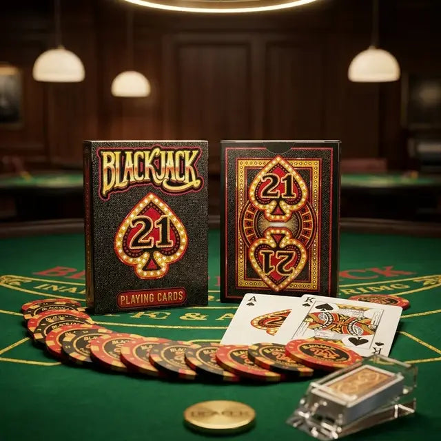 BlackJack 21 Playing Cards tuck box with custom Ace of Spades and King of Spades