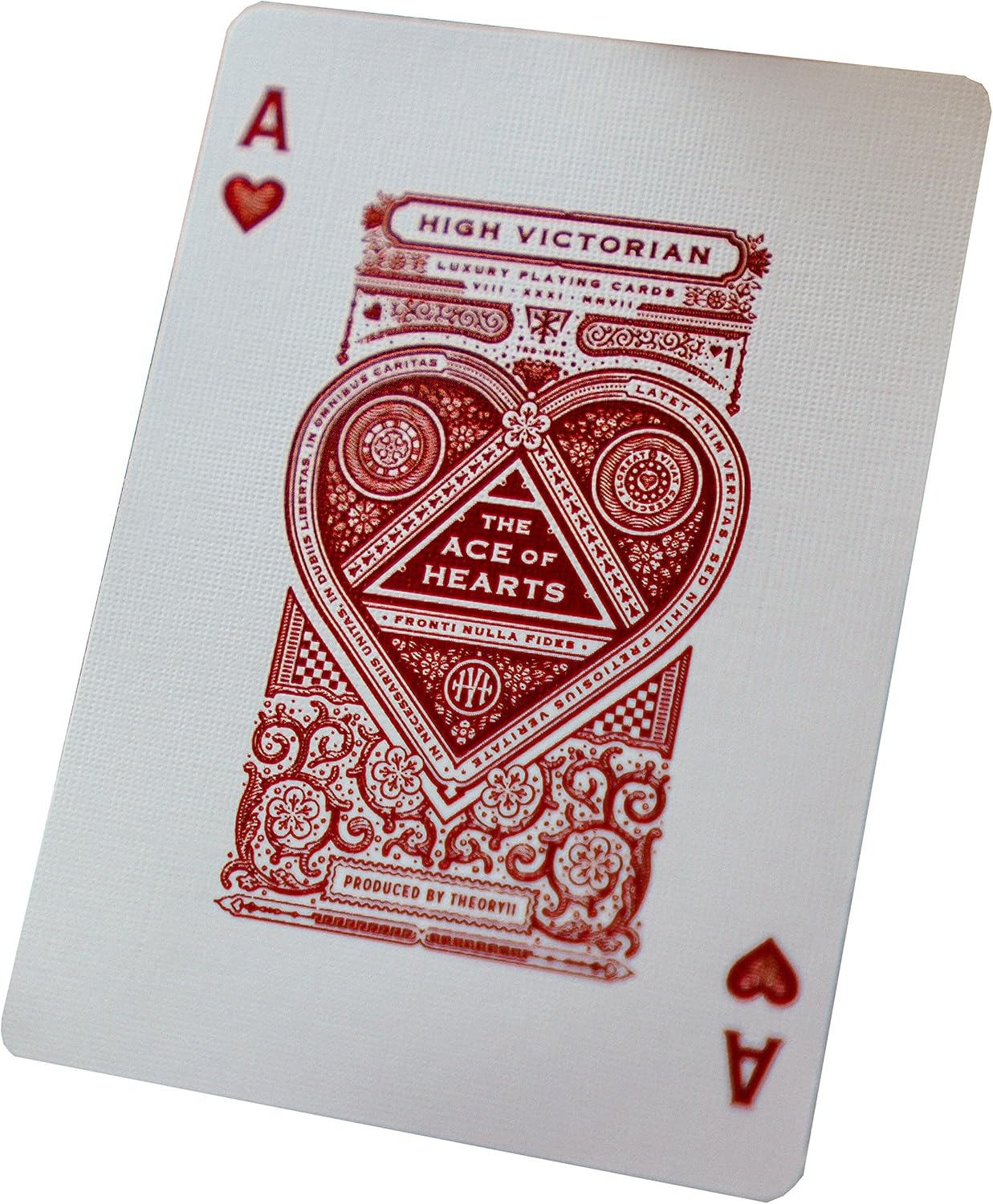 Ace of Hearts playing card with red design on a white background