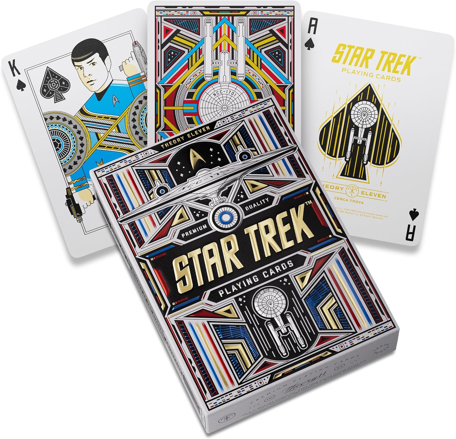 Star Trek playing cards with a box in the center