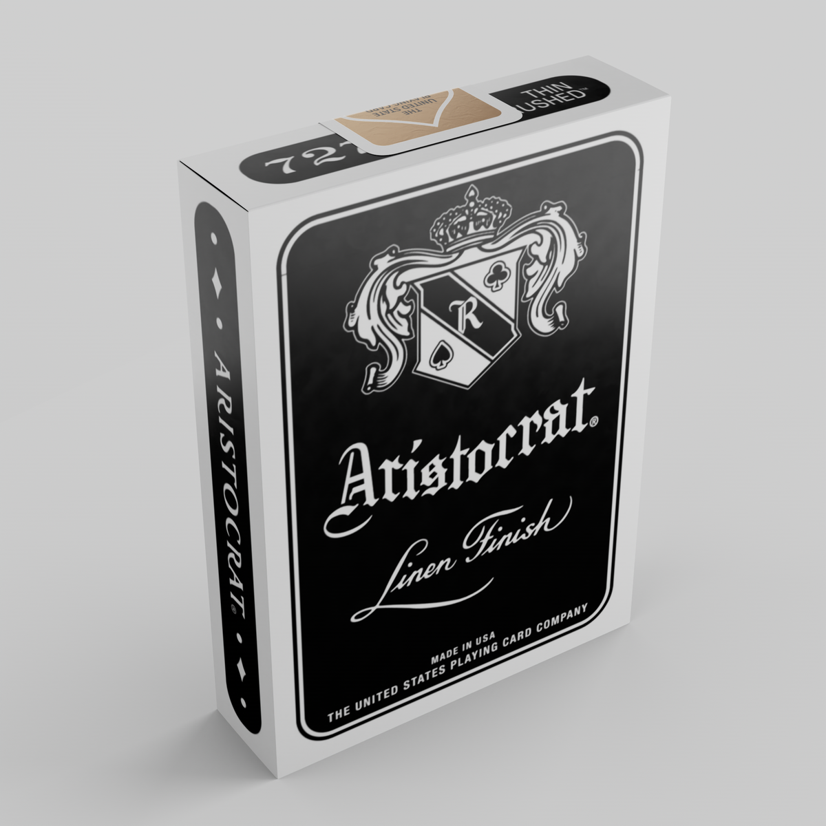 Aristocrat 727 Black Thin Crushed Linen Finish playing cards tuck box