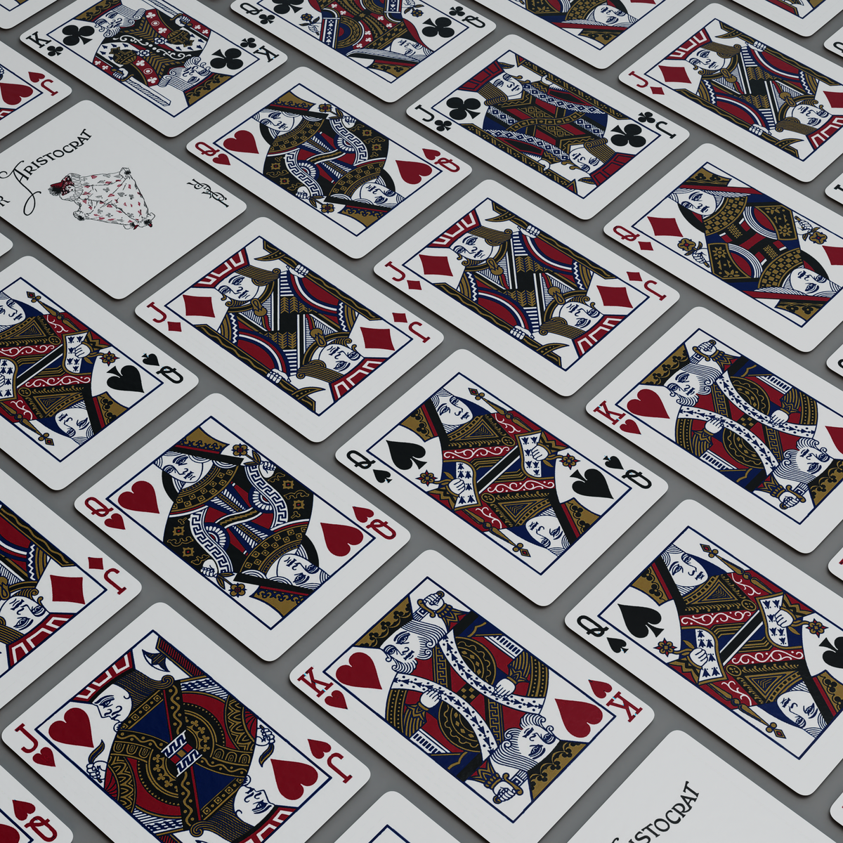 Aristocrat 727 Black playing card faces with traditional Aristocrat courts and Joker