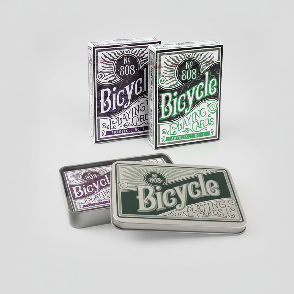 Bicycle Autocycle No. 1 in Collector's Tin – 2-Deck Set (Purple & Green)