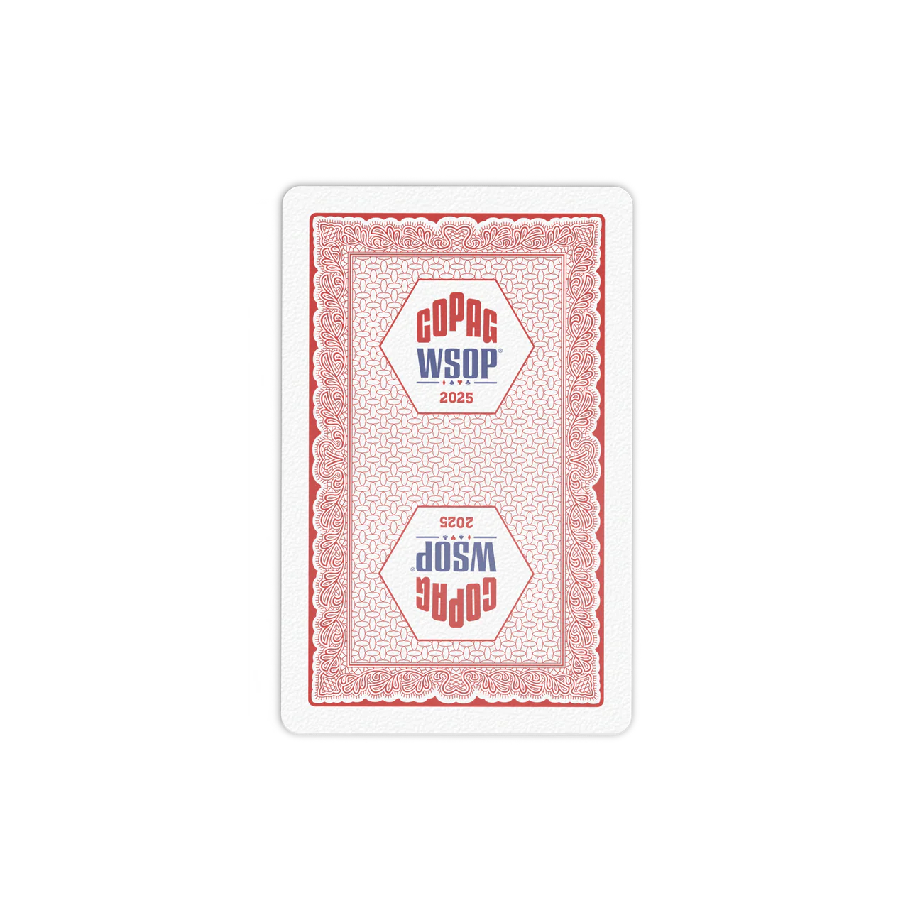 Copag traditional red playing card with WSOP 2025 logo on a white background