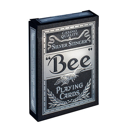 Silver Stinger Bee playing cards packaging on a white background