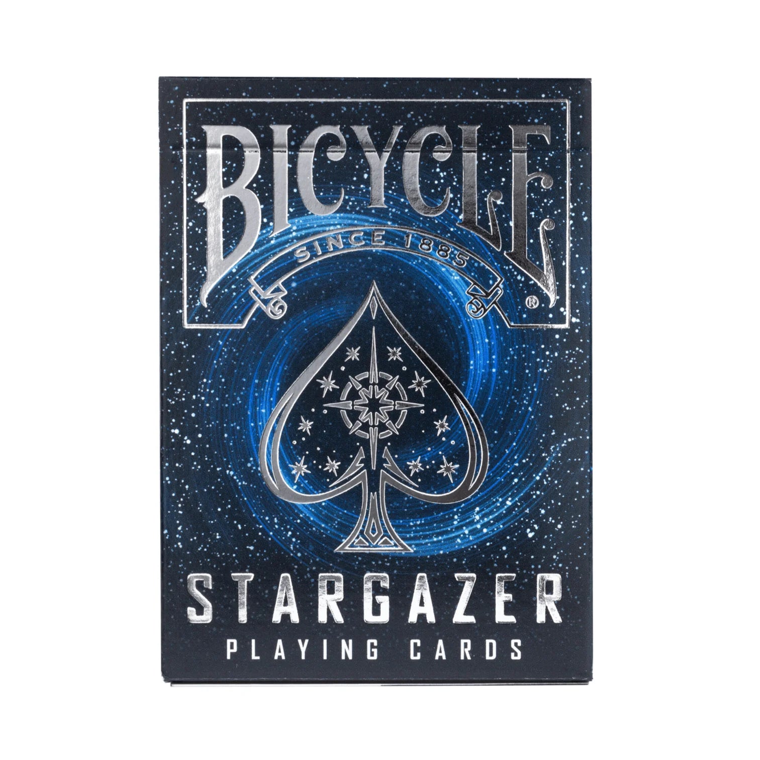 Bicycle Stargazer playing cards packaging with starry design and Bicycle logo.