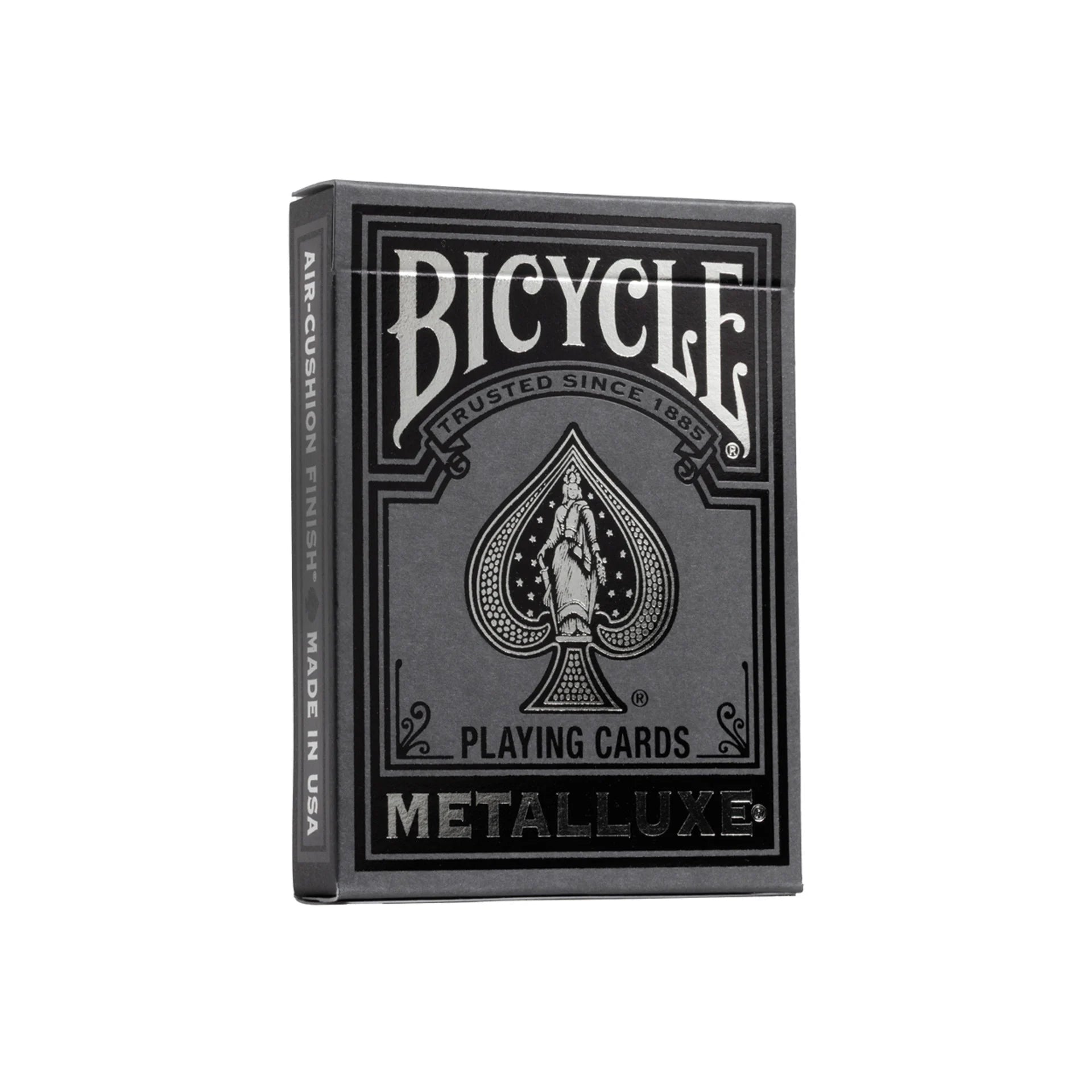 Bicycle Black & Silver Metalluxe playing cards packaging on a white background