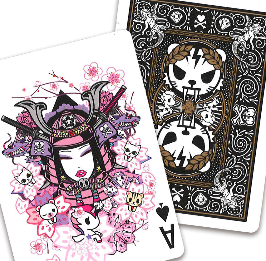 Bicycle tokidoki Sports Black Playing Cards showing custom Ace artwork and black tokidoki back design