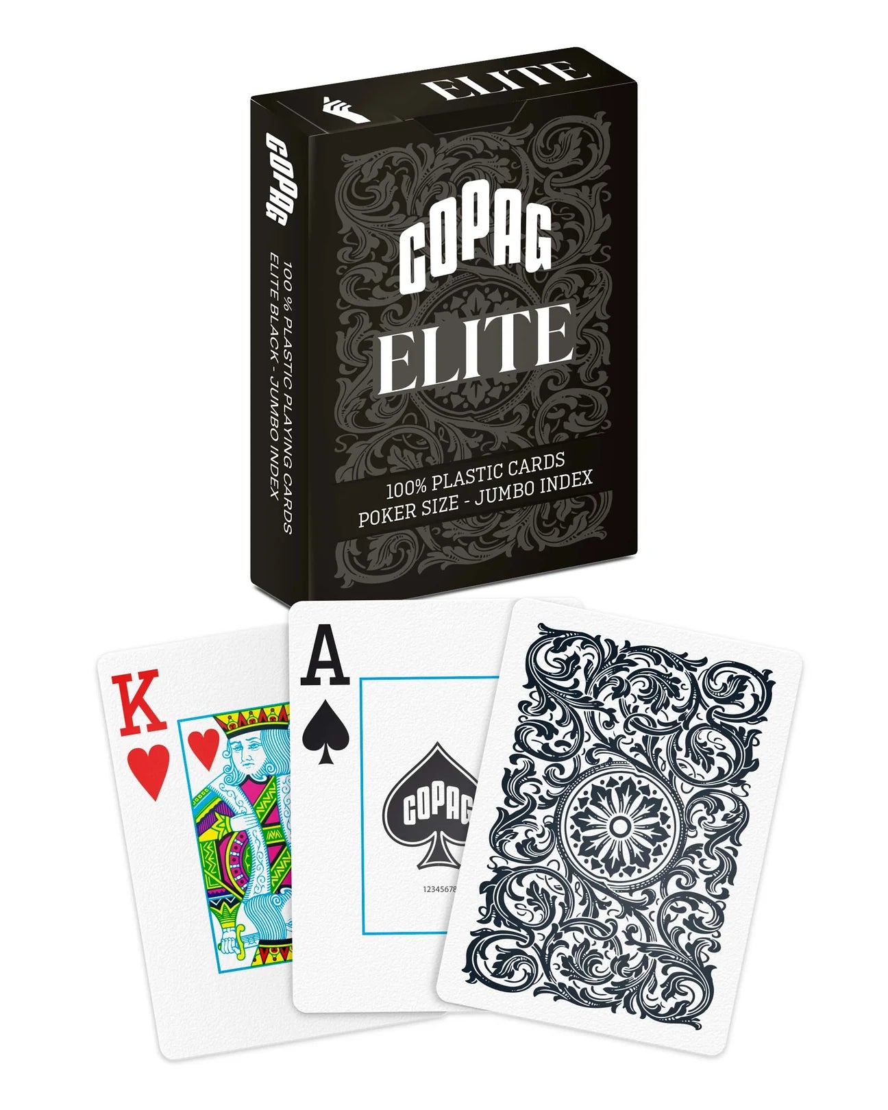 Copag Elite playing cards with a deck of cards and packaging on a white background