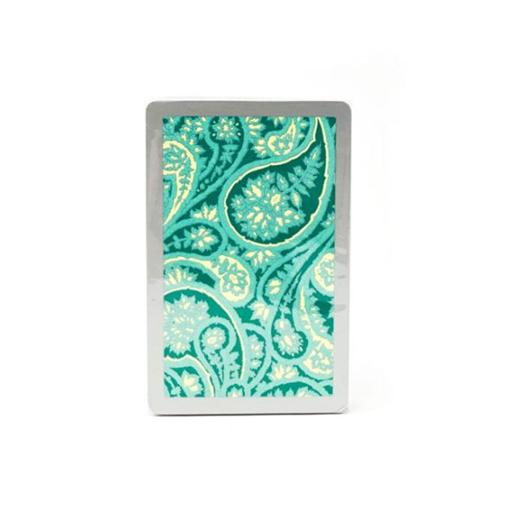 Congress playing card with a turquoise and green paisley pattern on a white background