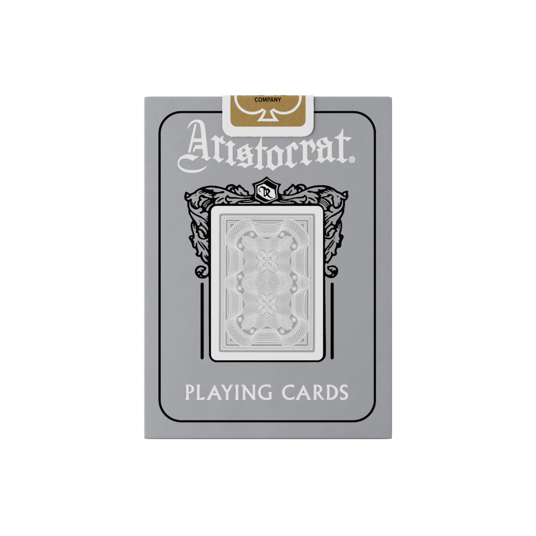 Aristocrat 727 Silver 110th Anniversary deck in silver tuck box back with bank note card back.