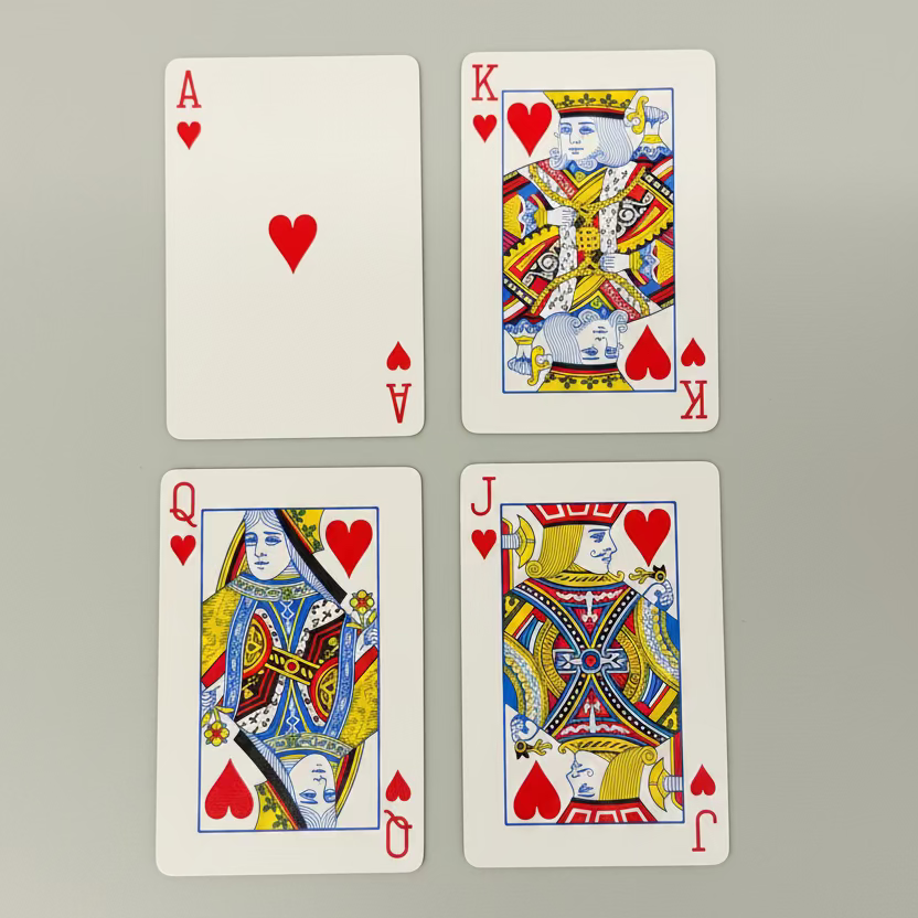 Ace, King, Queen and Jack of Hearts from vintage Congress Gardens Thomas Kinkade playing cards