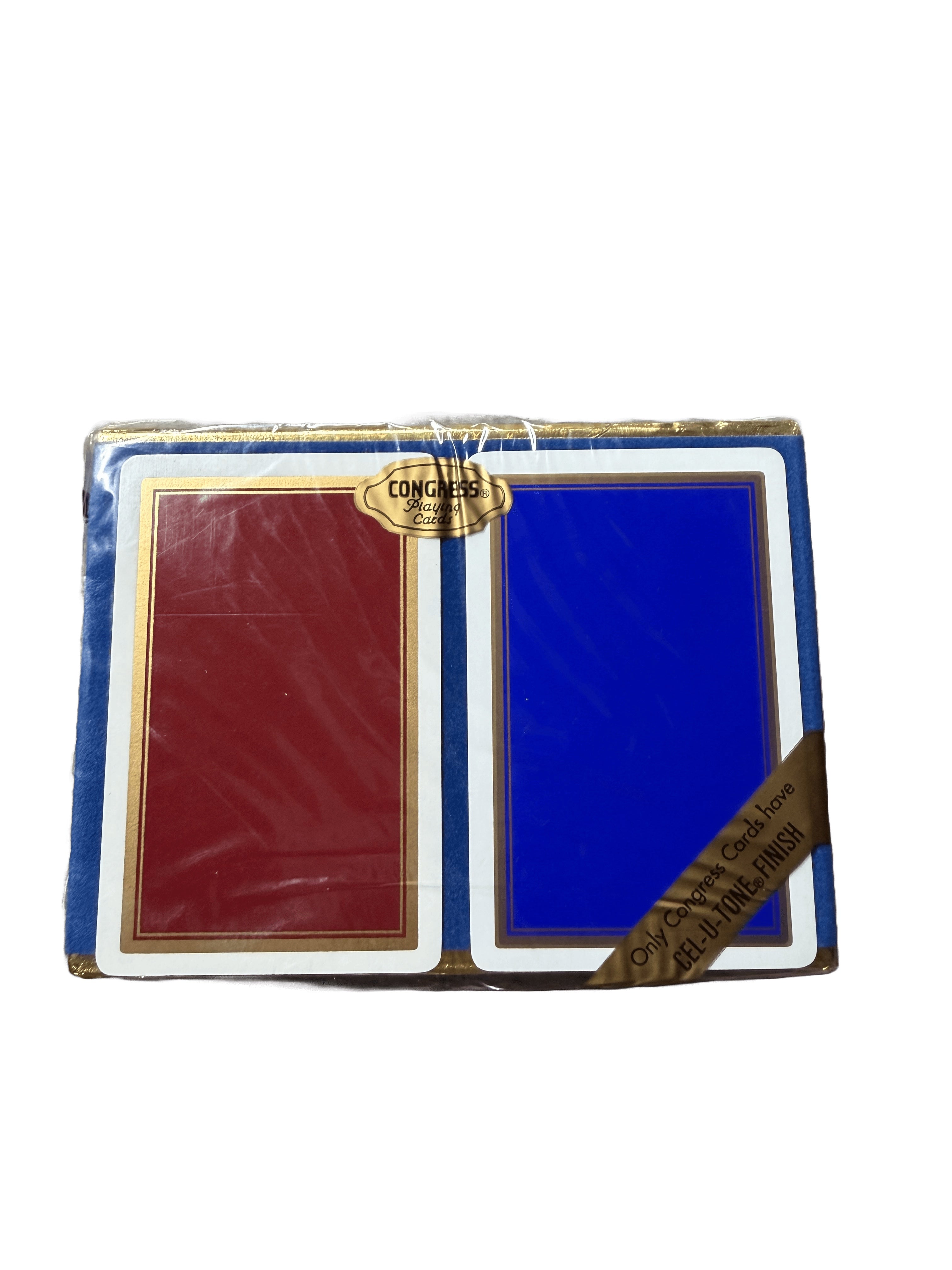 Pack of Congress solid red and blue playing cards with a visible Congress label on a white background