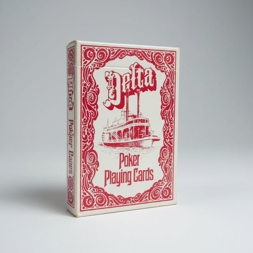 Box of Delta Poker Playing Cards by Hoyle with red and white design