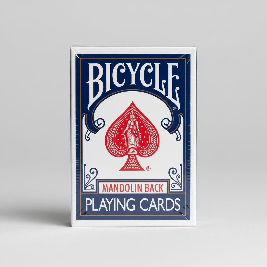 Bicycle playing cards with red spade logo on a white background