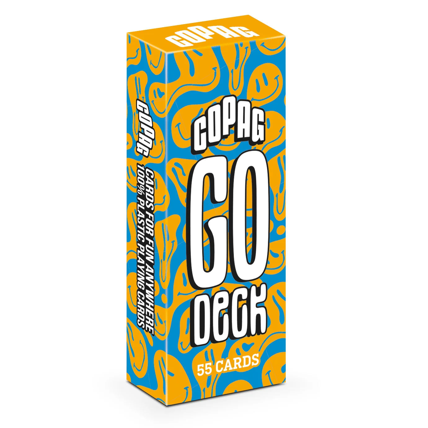 Copag Go Deck – Smiles Design card box with blue and orange design on a white background