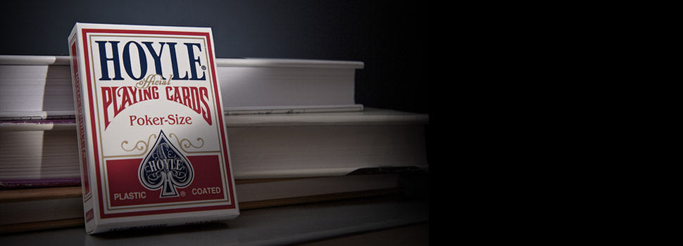Hoyle playing cards packaging on a dark background