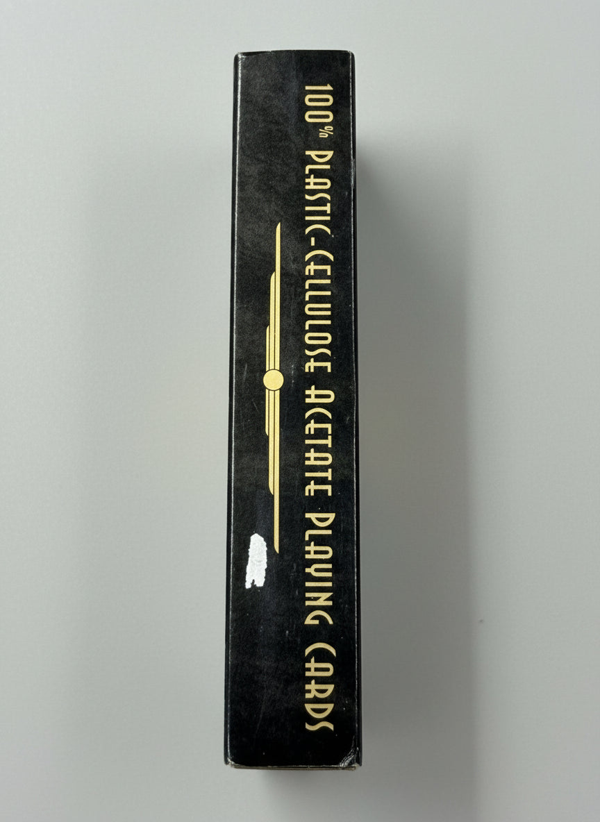 Hoyle 100% Cellulose Acetate black box side with gold text and design on a black background