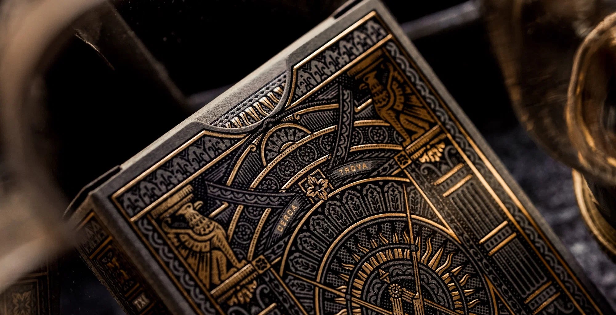 Theory11 Black Hudson open tuck back with compass-style medallion artwork
