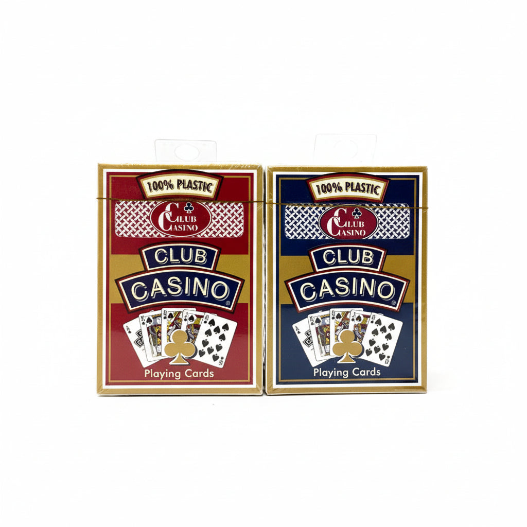 Two packages of Club Casino playing cards on a white background