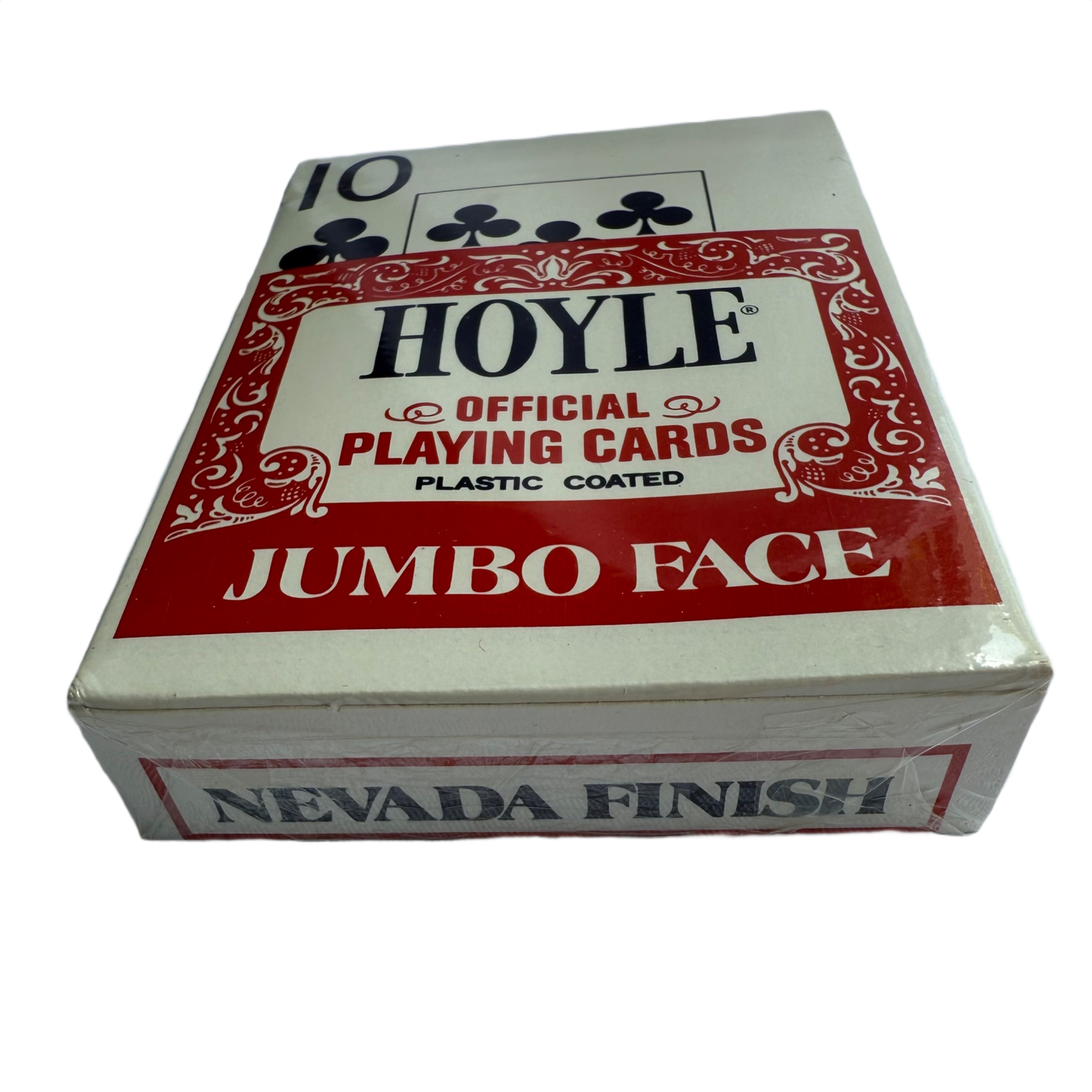 Box of Hoyle playing cards with red and white design