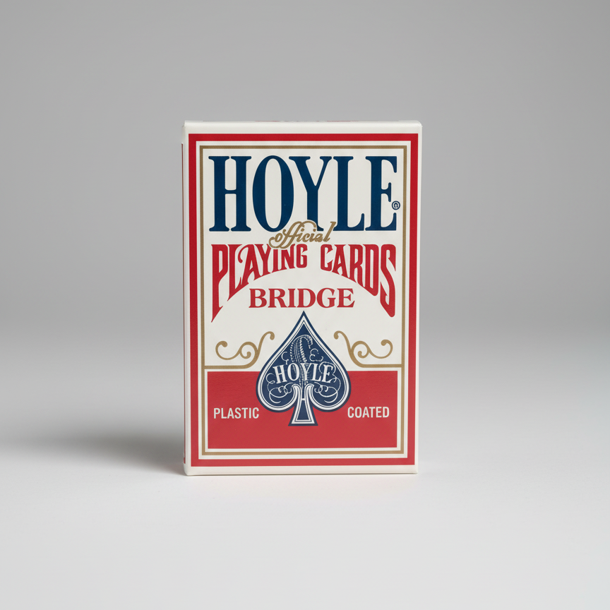 Hoyle official playing cards bridge deck packaging on a white background
