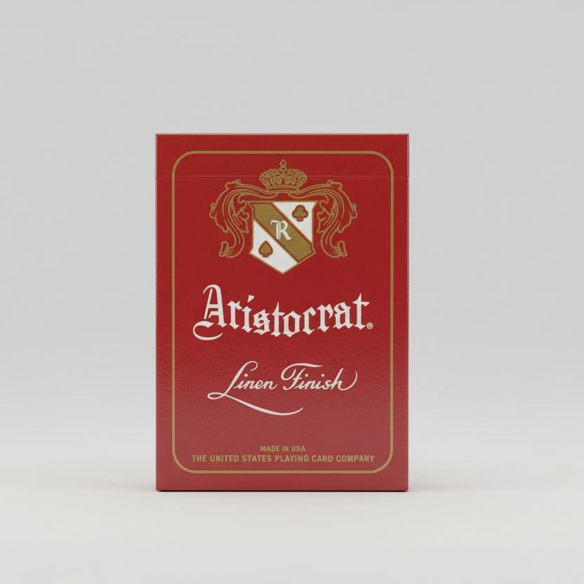 Front of Aristocrat 727 Crimson 110th Anniversary Playing Cards tuck box