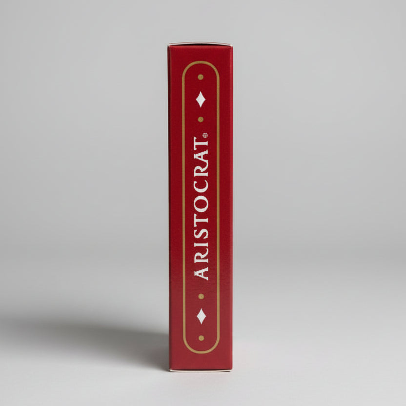 Side of Aristocrat 727 Crimson 110th Anniversary Playing Cards tuck box