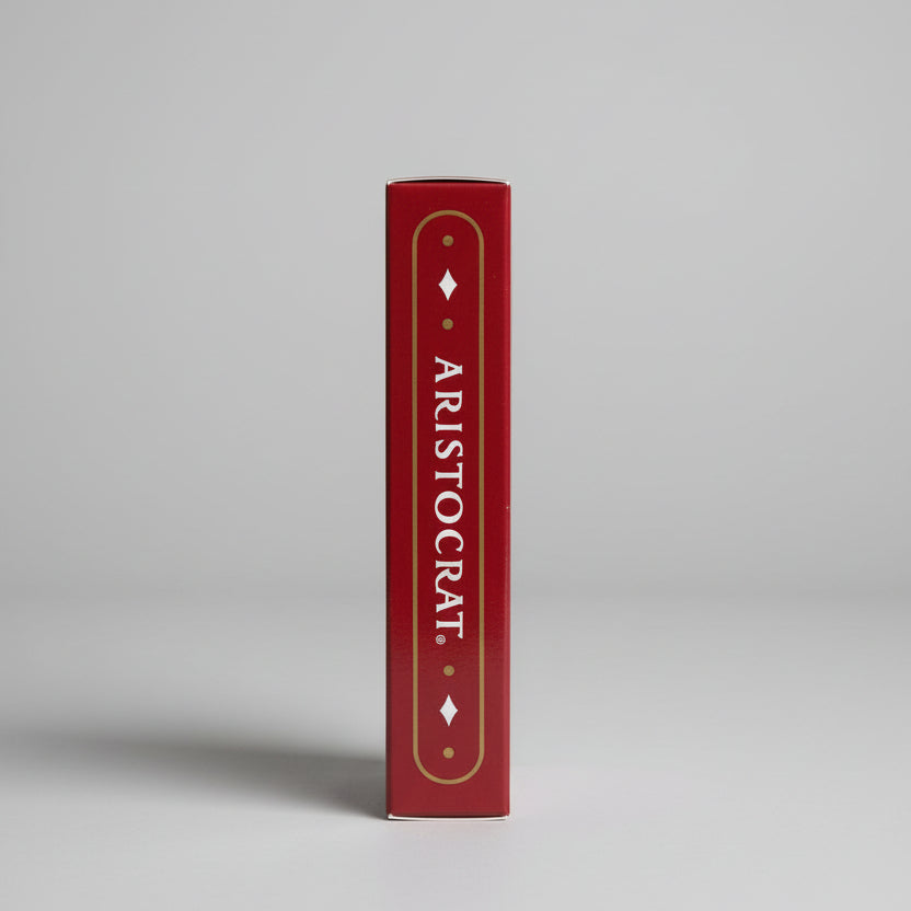 Side of Aristocrat 727 Crimson 110th Anniversary Playing Cards tuck box