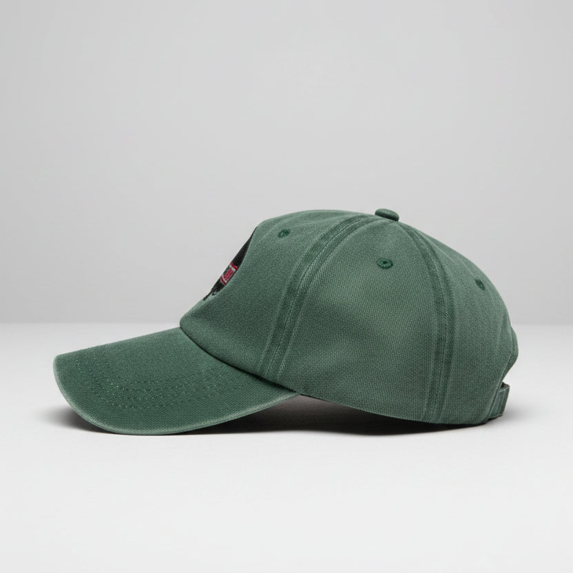 Green ClassicDecks baseball cap on a light gray background