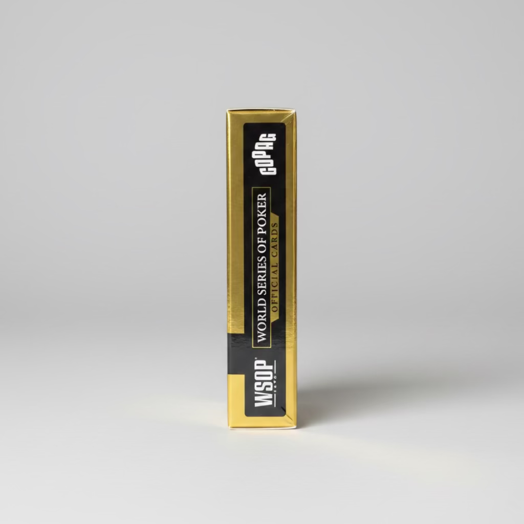 Side of Copag Texas Hold’em package showing World Series of Poker official cards branding
