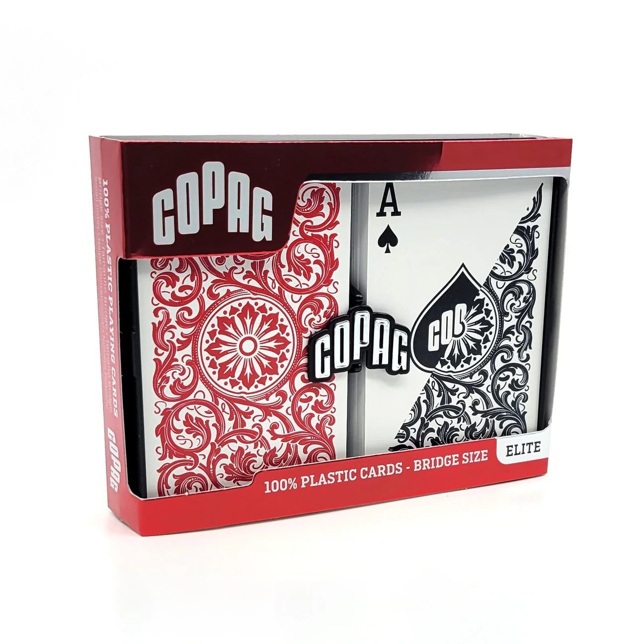 Copag playing cards in a red box on a white background