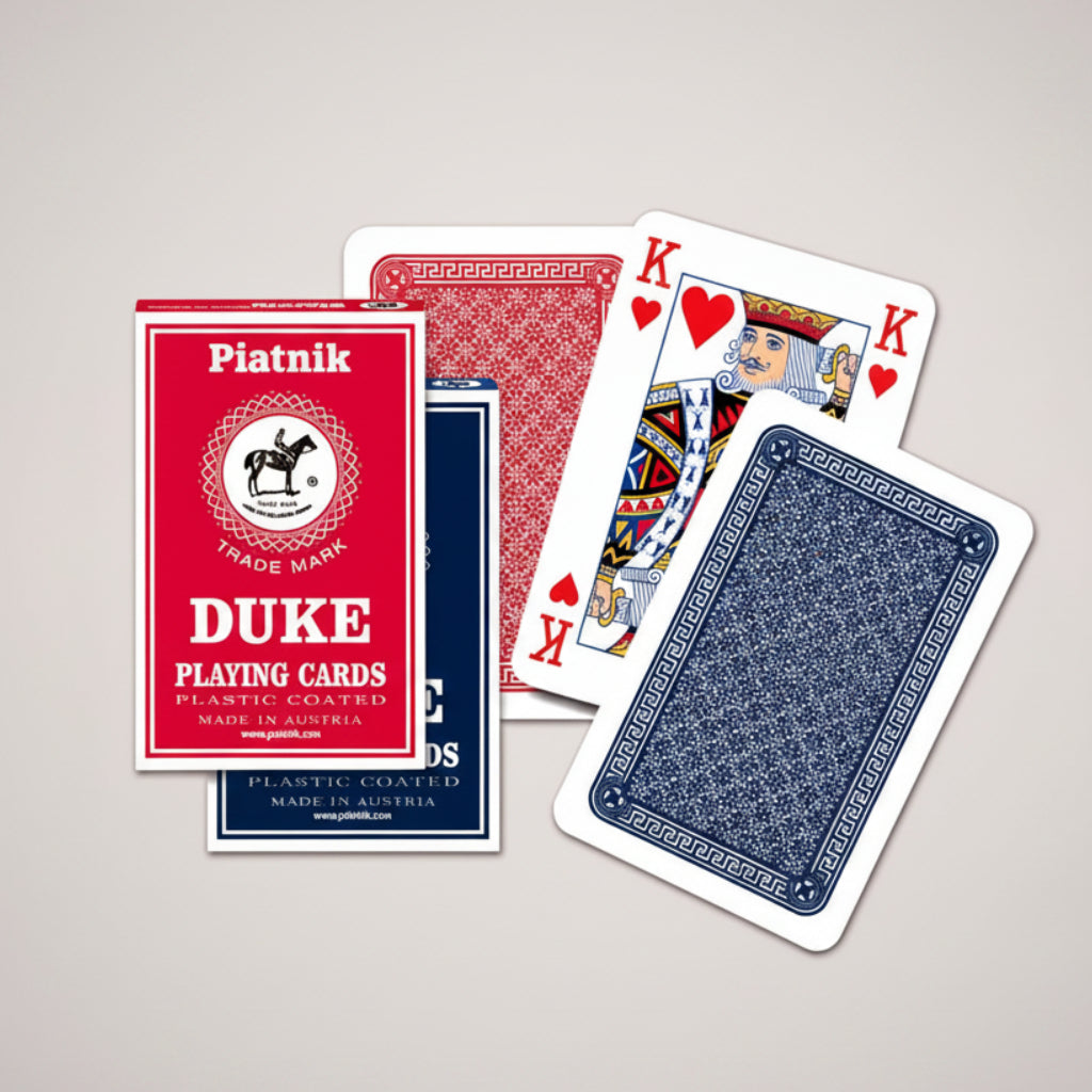 Piatnik Duke Playing Cards single deck tuck box with red and blue card backs