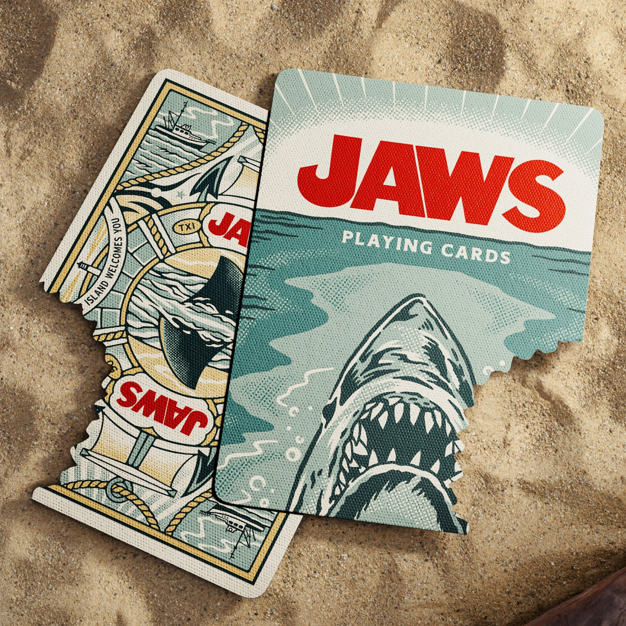 Theory11 JAWS tuck box and card back with shark bite edge design