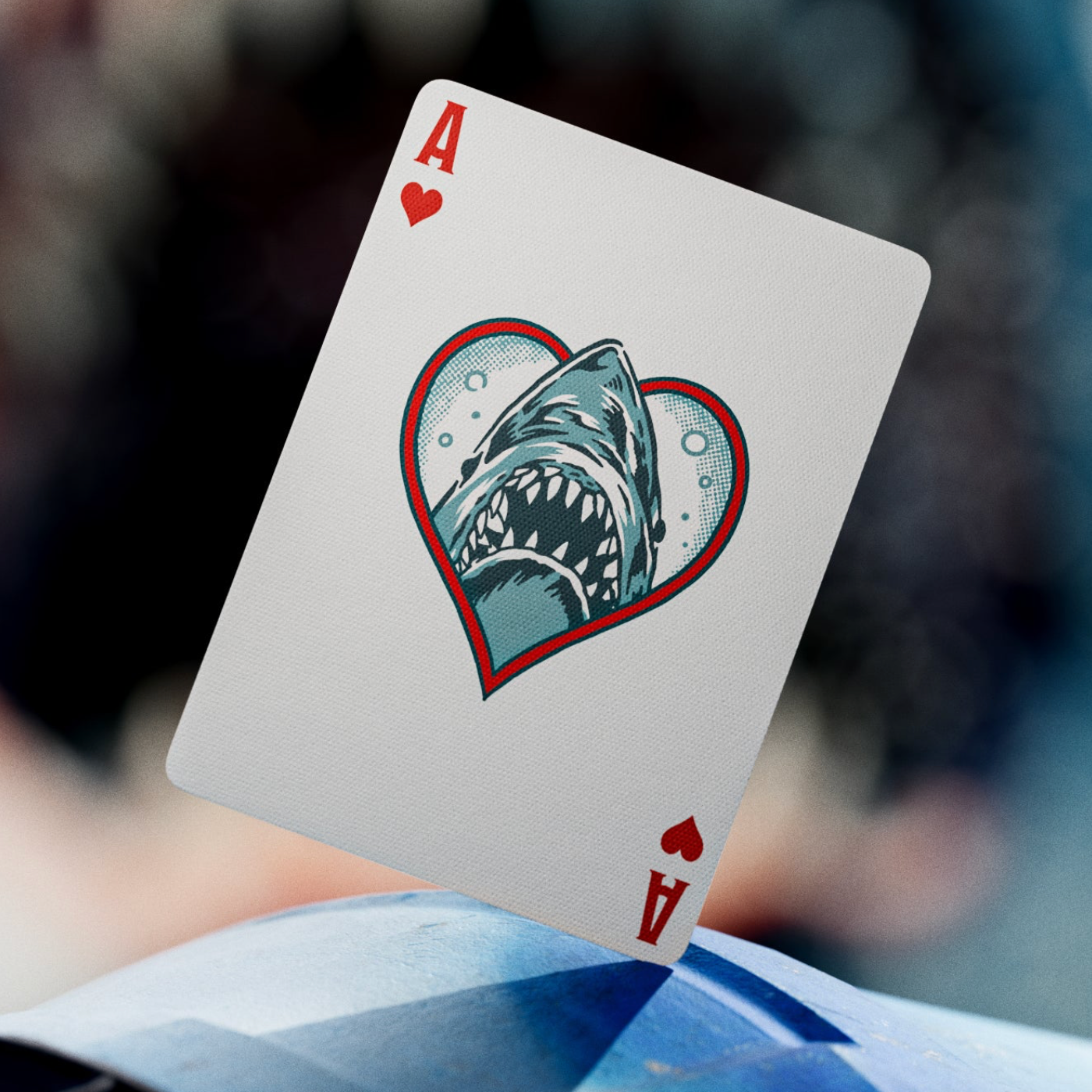 Theory11 JAWS ace of hearts with custom shark heart pip artwork