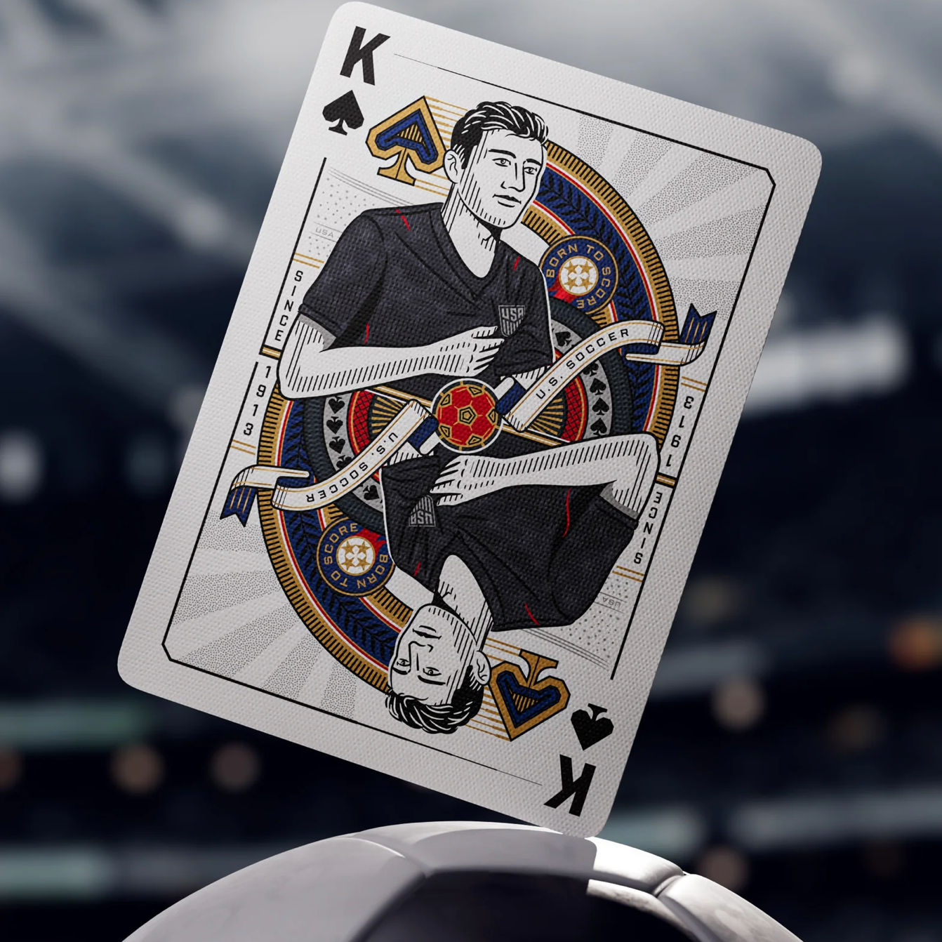 U.S. Soccer Playing Cards custom King of Spades representing the USMNT
