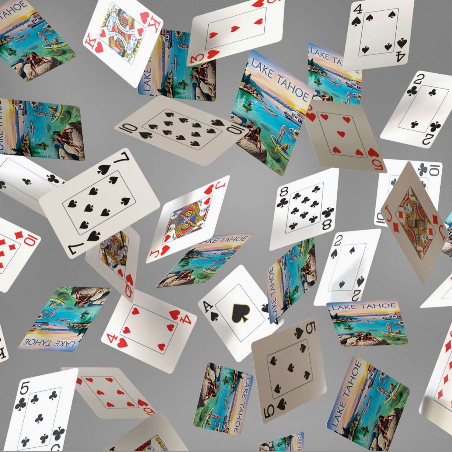 Lake Tahoe scenic-back and jumbo-index cards in motion