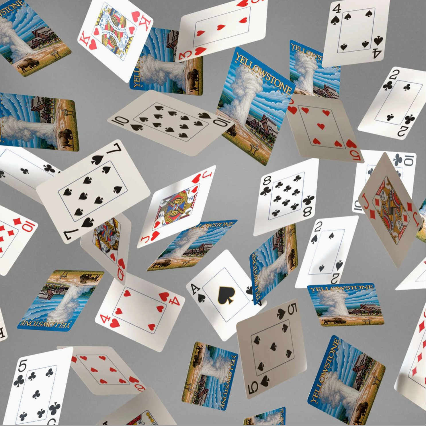 Yellowstone scenic-back and jumbo-index playing cards in motion