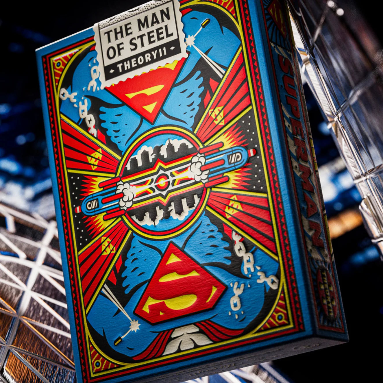 Superman-themed product packaging with colorful design and text