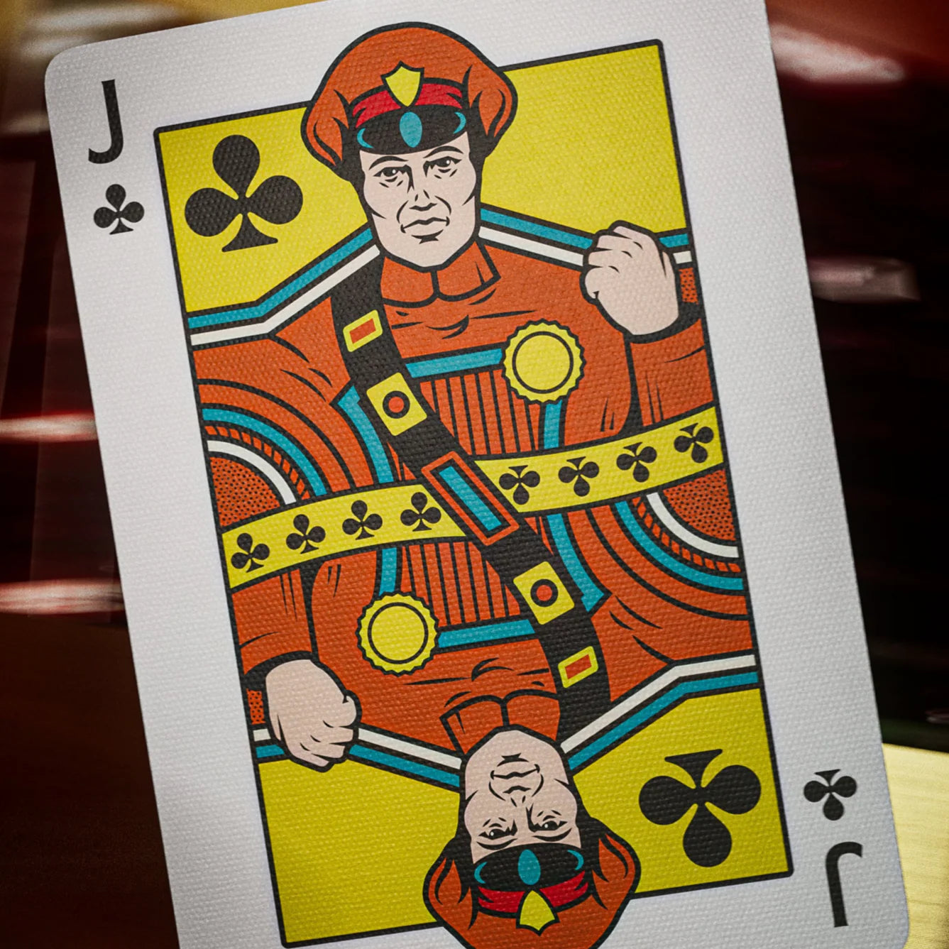 Jack of Clubs playing card with colorful design