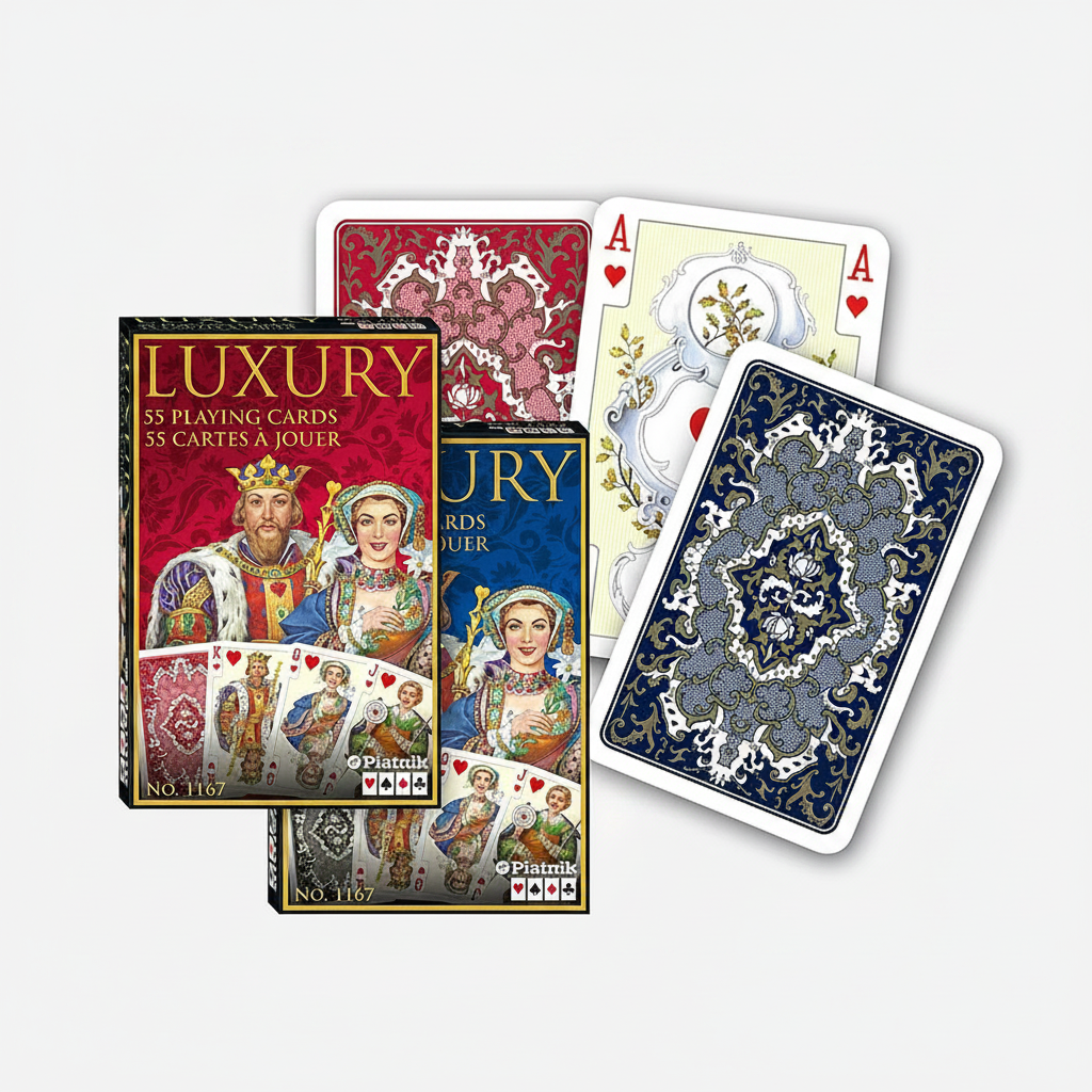 Piatnik Luxury playing cards with decorative designs and packaging on a white background