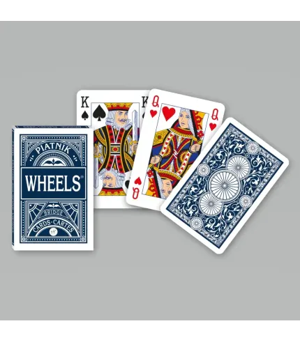 Piatnik Wheels blue playing cards on a gray background