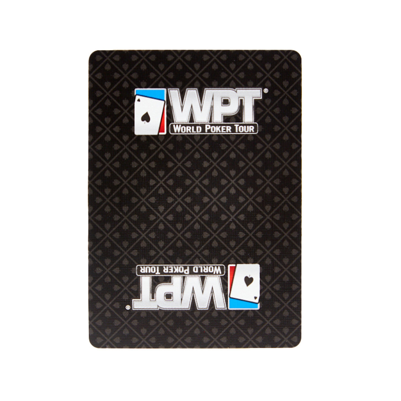 Black mat with World Poker Tour (WPT) logo on a white background