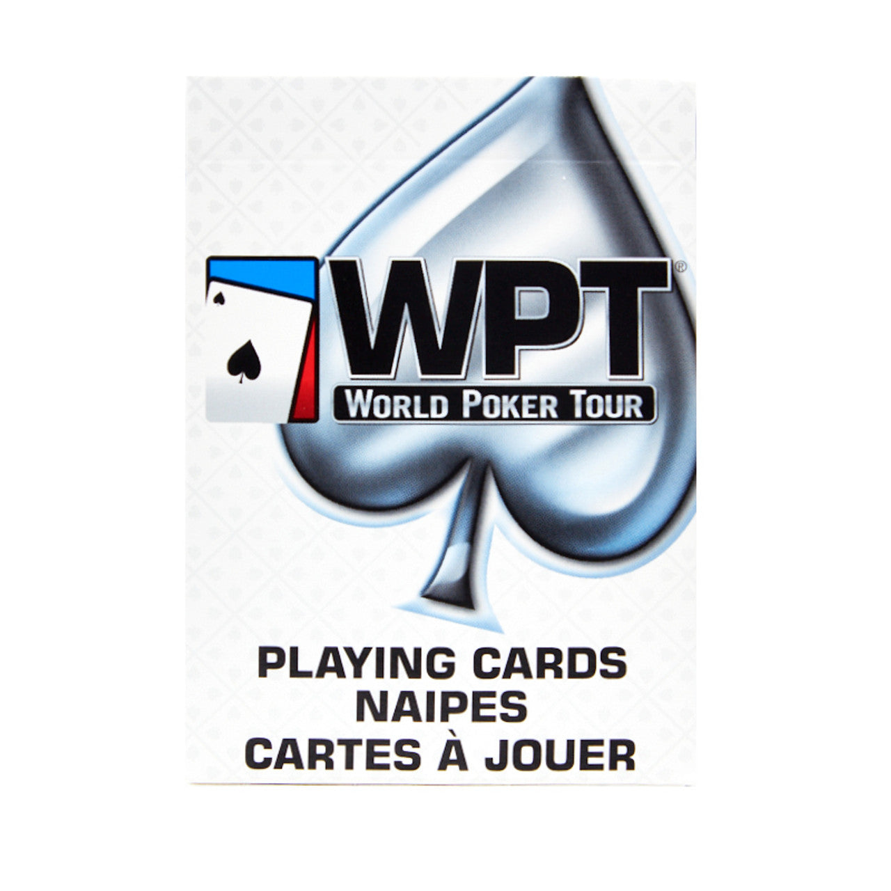 World Poker Tour playing cards packaging with a spade symbol on a white background