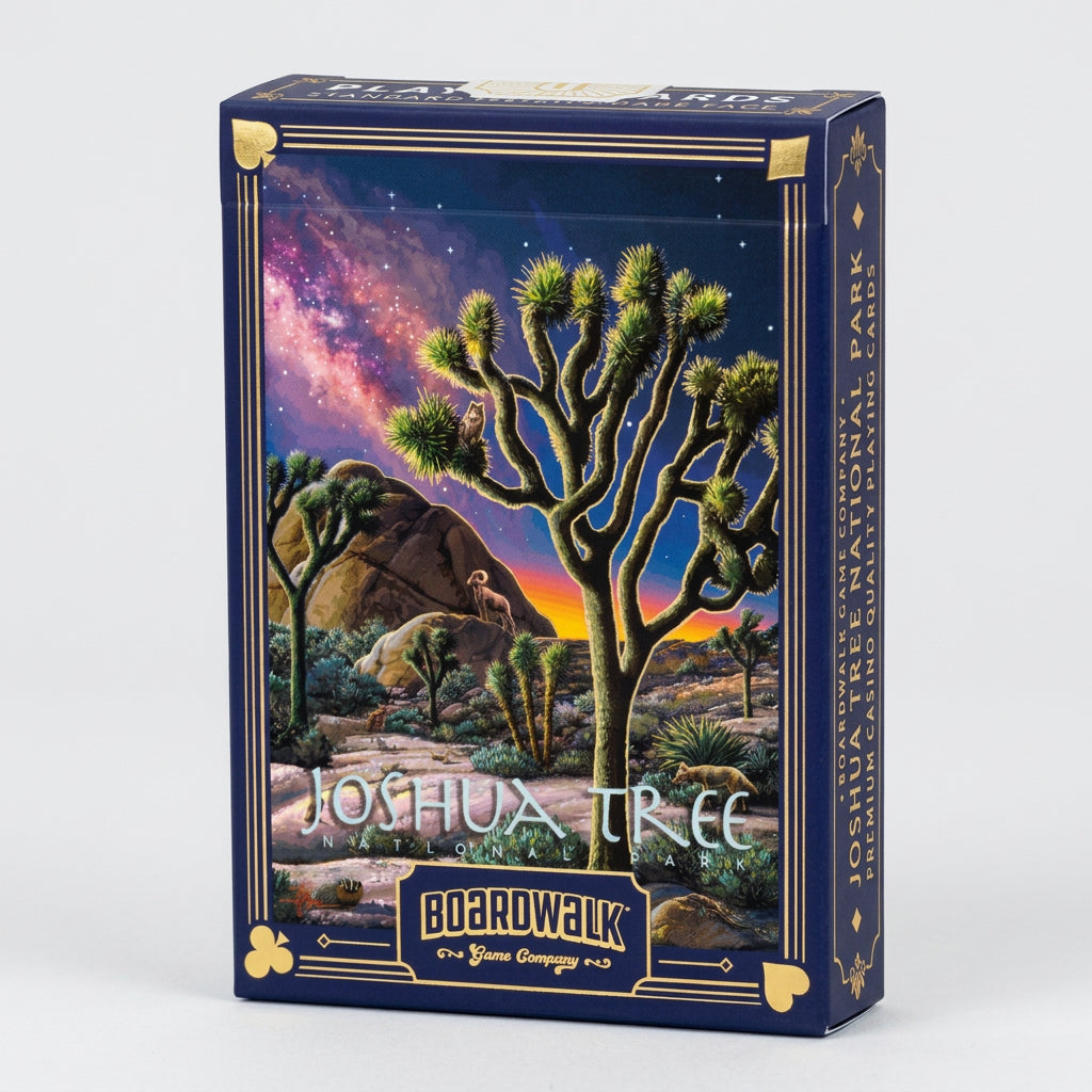 Joshua Tree National Park Playing Cards by Boardwalk tuck box with desert night artwork